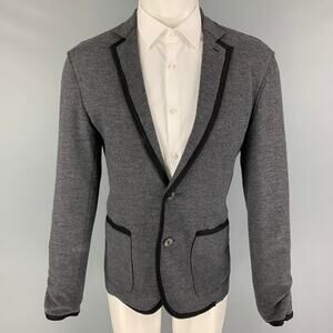 LANVIN Size 36 Dark Gray Black Heather Wool Blend Notch Lapel Sport Coat